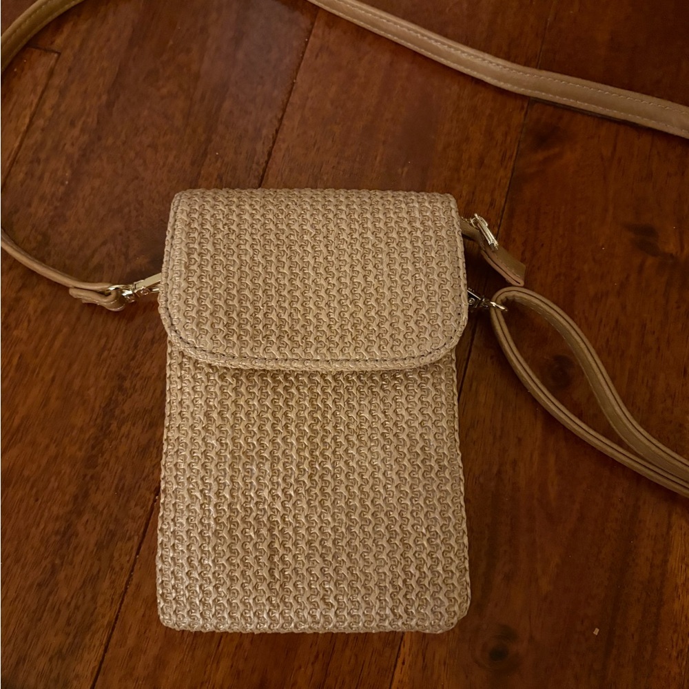 Tan Woven Crossbody Bag